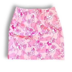LILLY PULITZER PINK LEOPARD GRRRANIUM PRINT SKIRT - 2P